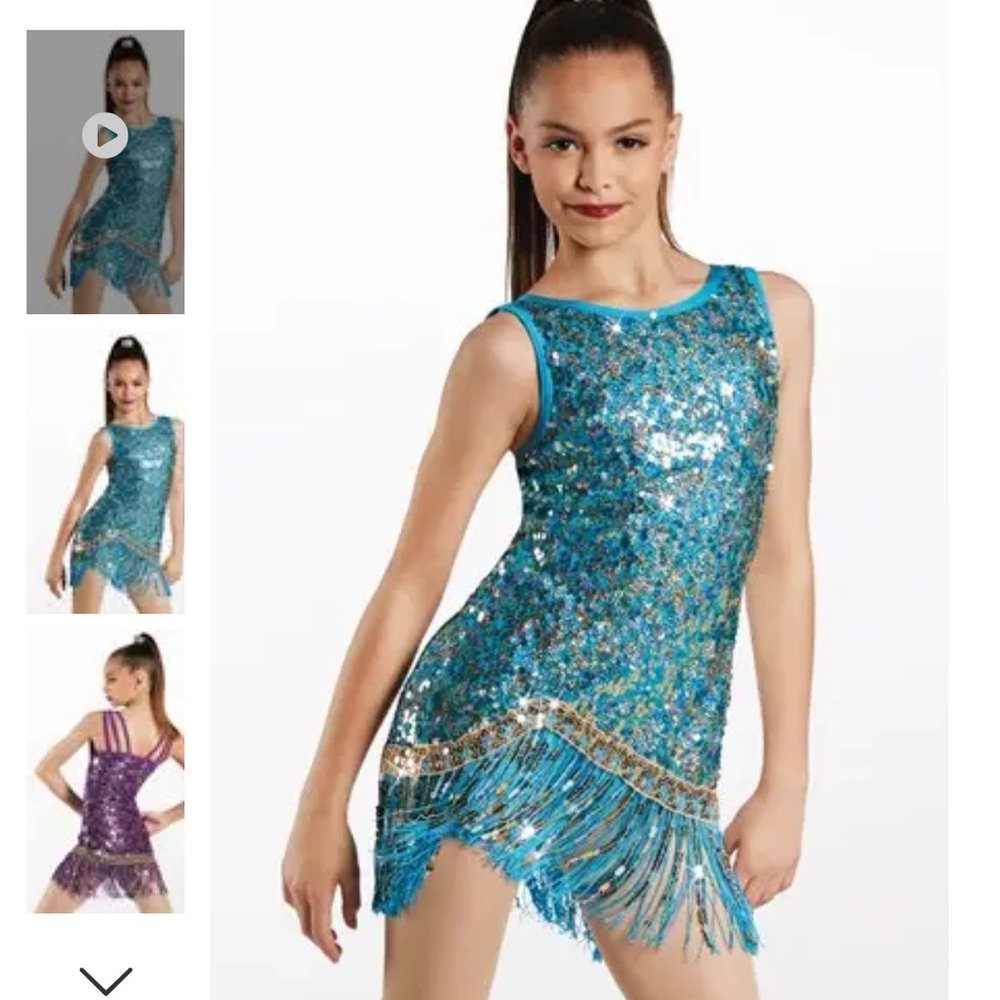 Weissman Sparkling Blue Sequin dance dress medium adult woman